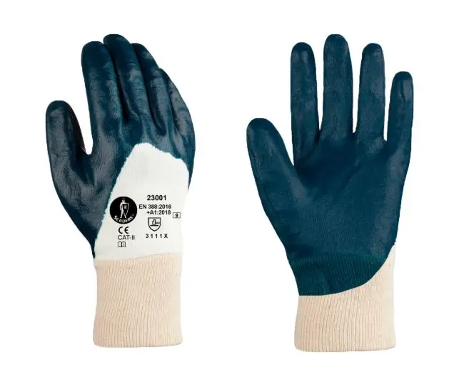 GUANTES DE NITRILO AZUL CON SOPORTE DE AGODÓN - 23001