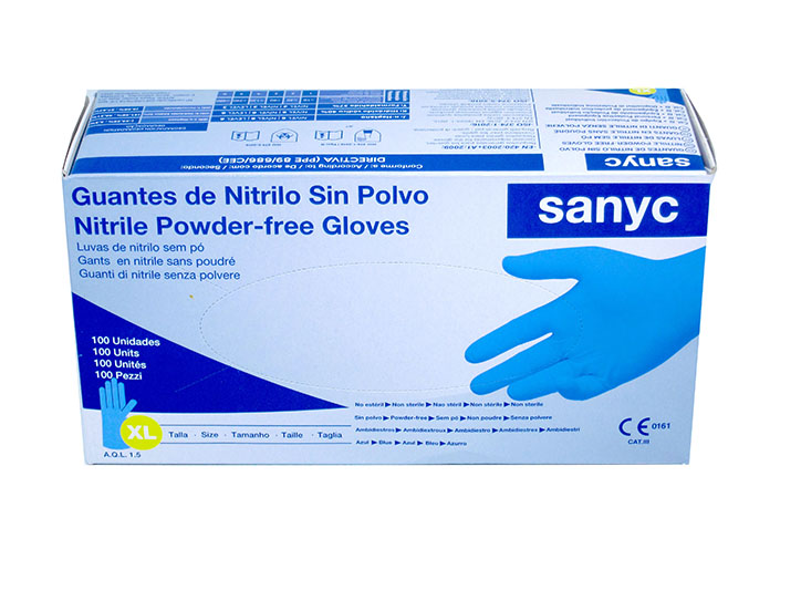 GUANTES DE NITRILO AZUL - SANYC 0100