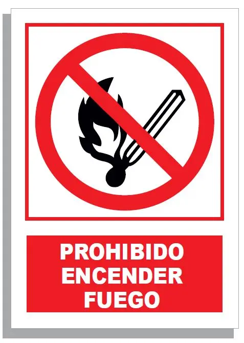 SEÑAL DE PROHIBIDO ENCENDER FUEGO 297x210 PVC REF. 205