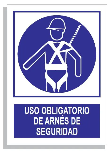 SEÑAL USO OBLIG.DE ARNÉS DE SEGURIDAD 297x210 PVC REF. 320