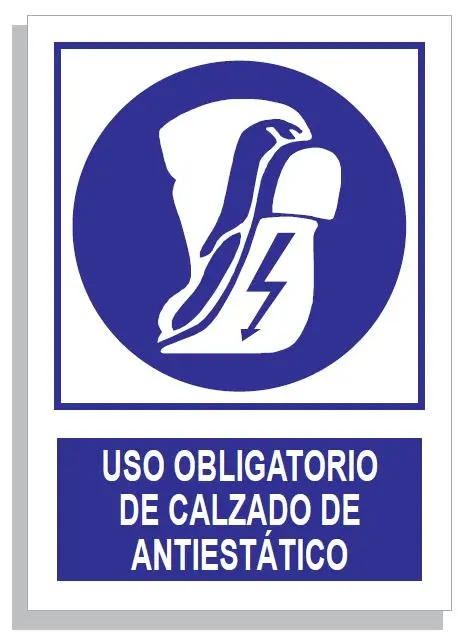 SEÑAL USO OBLIG. CALZADO ANTIESTATICO 297x210 PVC REF. 317