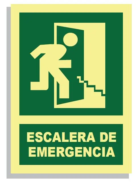 SEÑAL ESCALERA DE EMERGENCIA ABAJO (PUERTA DERECHA) 297x210 PVC REF. 414 