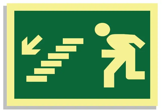SEÑAL ESCALERA DE EMERGENCIA IZQ.ABAJO 297x210 PVC REF. 451