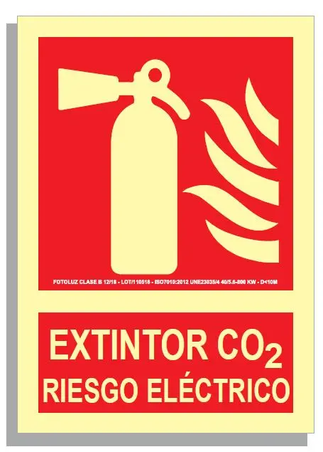SEÑAL EXTINTOR CO2 RIESGO ELÉCTRICO 297x210 PVC REF. 507