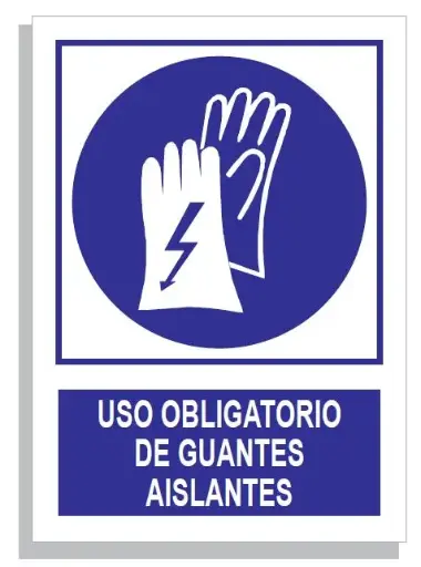 [15001-006] SEÑAL USO OBLIG. DE GUANTES AISLANTES 297x210  PVC REF. 314