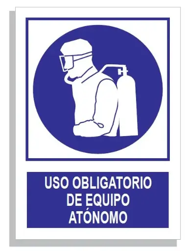 [15001-009] SEÑAL USO OBLIG. DE EQUIPO AUTÓNOMO 297x210 PVC REF. 321