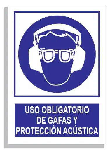 [15001-011] SEÑAL USO OBLI.GAFAS Y PROT.ACÚSTICA 297x210 PVC REF. 308