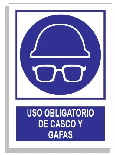 [15001-015] SEÑAL USO OBLIG DE CASCO Y GAFAS 297x210 PVC REF. 310