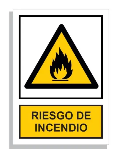 [15002-002] SEÑAL RIESGO DE INCENDIO 297x210 PVC REF. 971