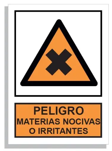[15002-006] PELIGRO MATERIAS NOCIVAS O IRRITANTES 297x210 PVC REF. 979