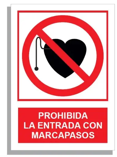 [15003-007] SEÑAL PROH.LA ENTRADA CON MARCAPASOS 297x210 PVC REF. 275