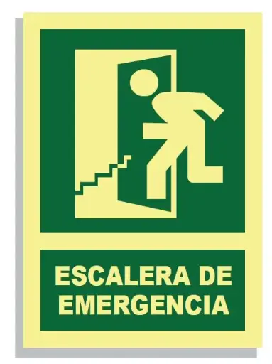 [15004-003] SEÑAL ESCALERA EMERGENCIA ABAJO (PUERTA IZQUIERDA) 297x210 PVC REF.419