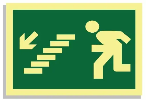 [15004-011] SEÑAL ESCALERA DE EMERGENCIA IZQ.ABAJO 297x210 PVC REF. 451
