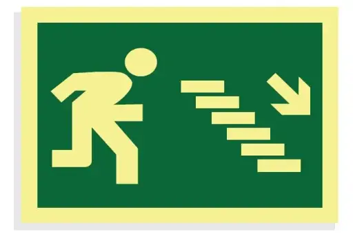 [15004-012] SEÑAL ESCALERA DE EMERGENCIA DERECHA.ABAJO 297x210 PVC REF. 452