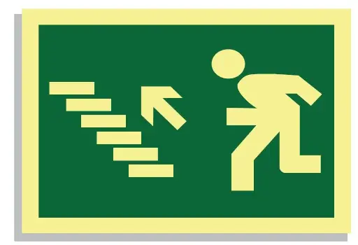 [15004-033] SEÑAL SALIDA DE EMERGENCIA ESCALERA ARRIBA IZQUIERDA 297x210 PVC REF.453
