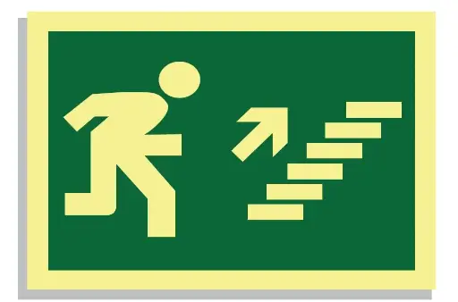 [15004-034] SEÑAL SALIDA EMERGENCIA ESCALERA ARRIBA DERECHA 297x210 PVC REF.454