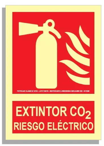 [15005-007] SEÑAL EXTINTOR CO2 RIESGO ELÉCTRICO 297x210 PVC REF. 507