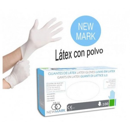 GUANTES DE LATEX NEW MARK 100U (CON POLVO)