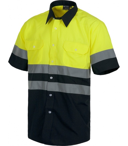 [9001-046] CAMISA A.V MANGA CORTA BICOLOR C3811