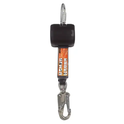 RETRACTIL CINTA 2 m 100Kg CON ABSORVEDOR + MOSQUETONES REF 80330