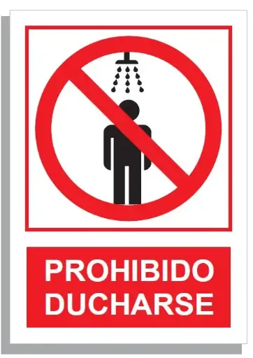 SEÑAL PROHIBIDO DUCHARSE 297x210 PVC REF. 258